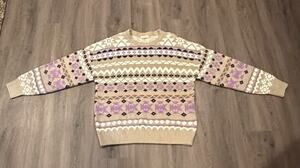 BP. Beige Fair Isle Knit Women’s Crew Neck Pullover Sweater Size S